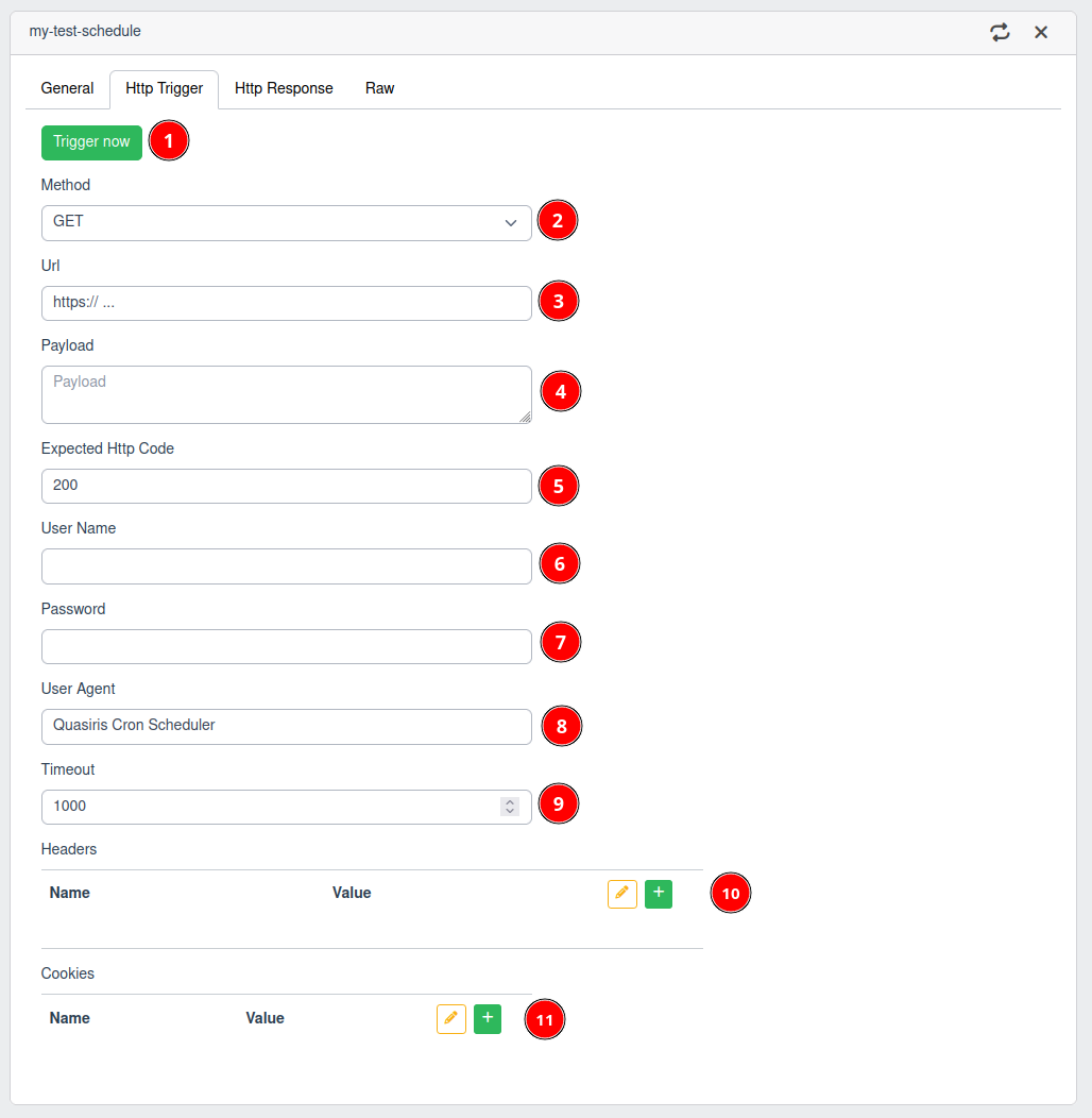 HTTP trigger settings