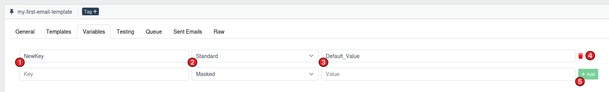 Email variables configuration